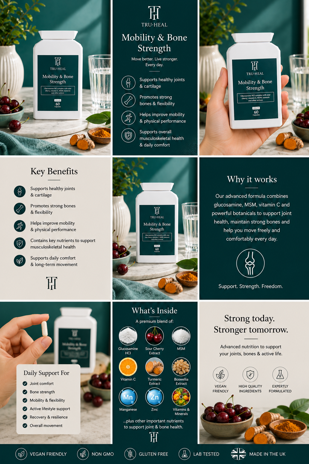 Tru-Heal Mobility & Bone Strength – Glucosamine, MSM, Turmeric & Vitamin C