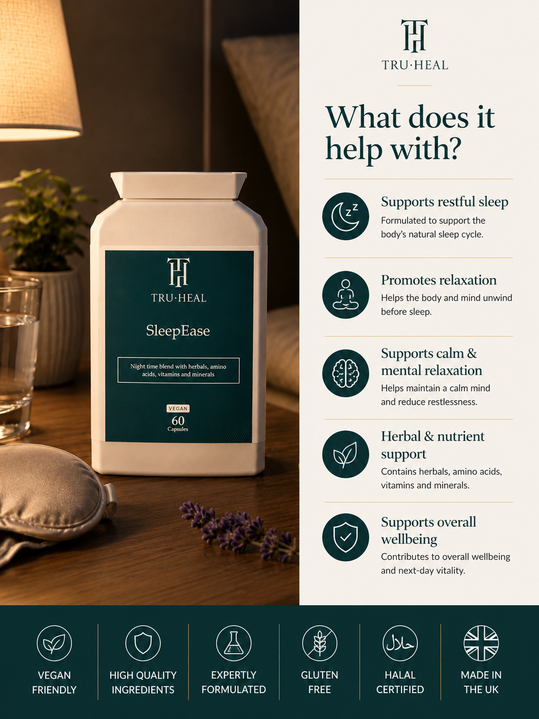 Tru-Heal SleepEase | Night-Time Sleep Support Capsules